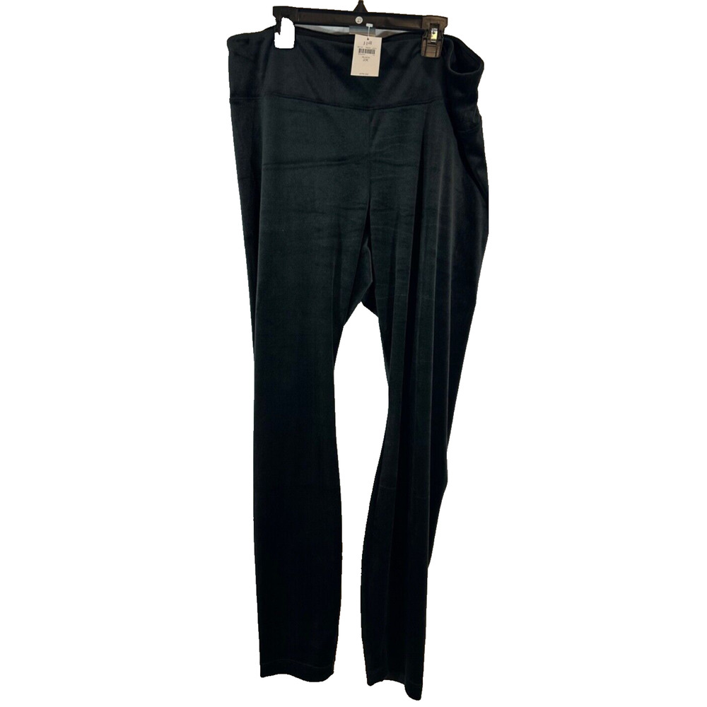 NEW J. Jill Crushed Velvet Black Velour Pull On Mid Rise Pants Plus 2X $79 B8